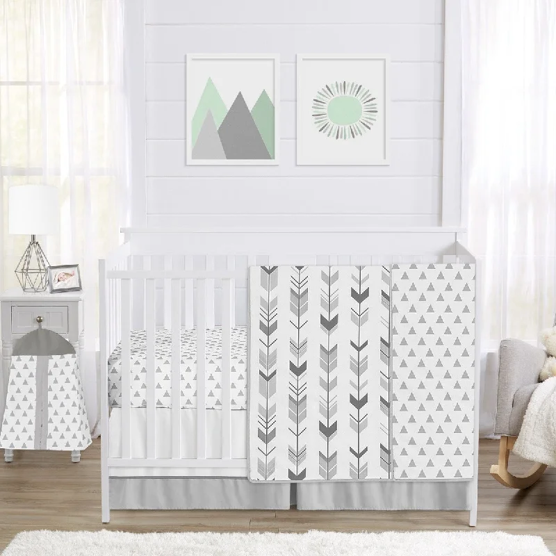 Sweet Jojo Designs Grey and White Mod Arrow Collection 4-piece Bumperless Crib Bedding Set