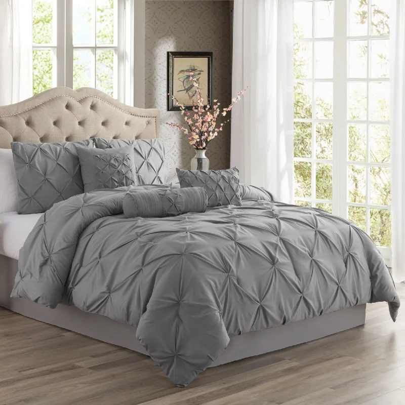 Swift Home Modern Pintuck Ultra-Soft Microfiber 3-Piece Bedding Comforter Set