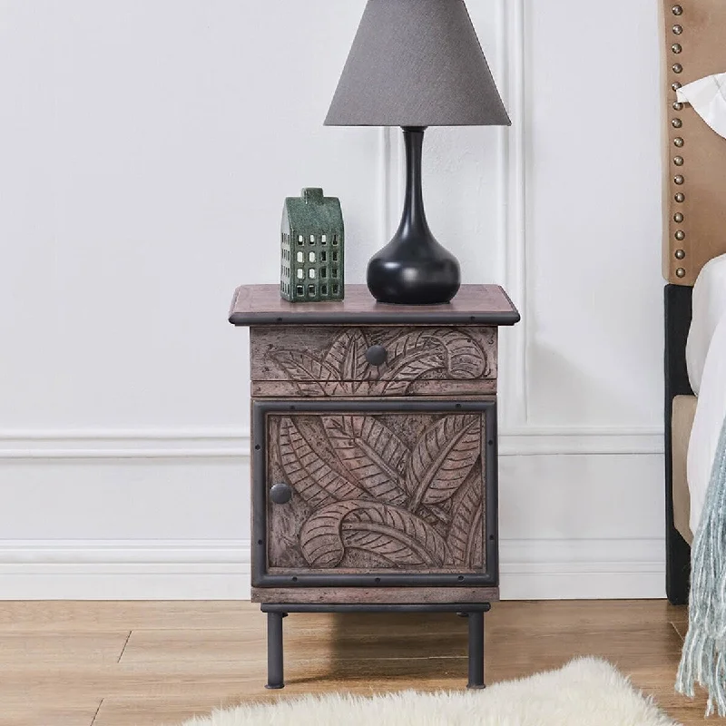 Tarquin Hand-Carved Solid Mango Wood Nightstand