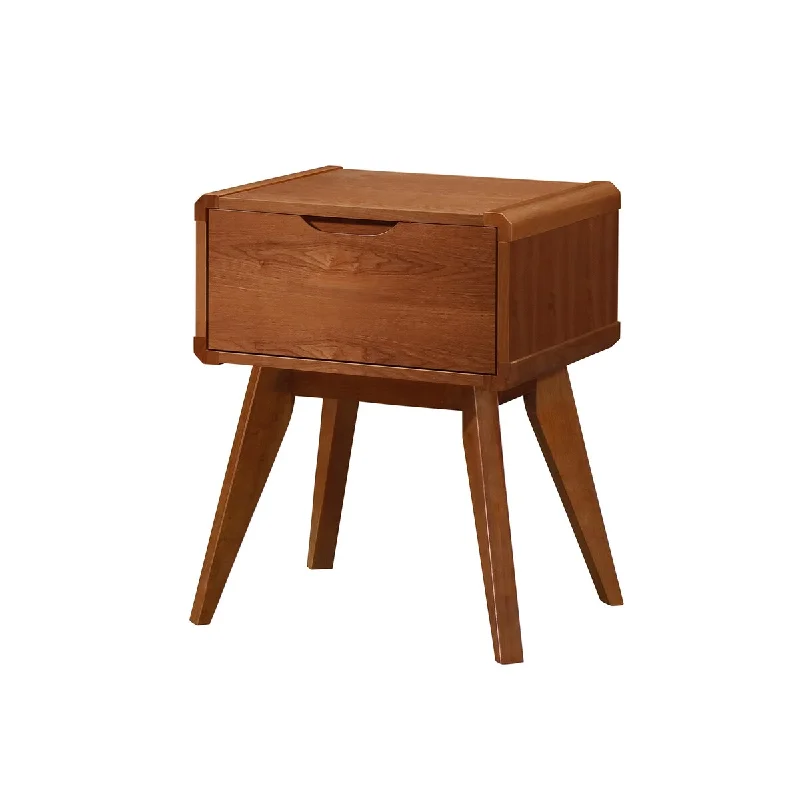 Traditional Franco Solid Walnut Wood Nightstand with Drawer&Tapered Legs