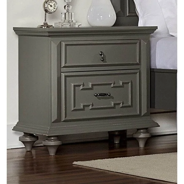 Traditional Style Wooden Nightstand With Dovetailed Drawer In Gray