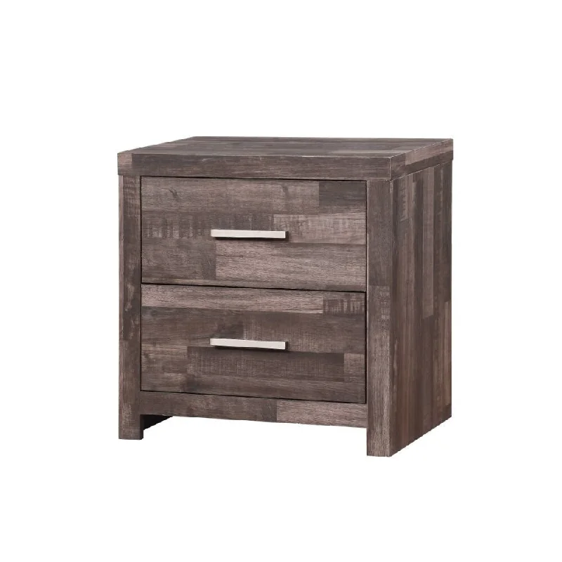 Transitional 2-drawer Nightstand, Wooden Frame with Plank Pattern