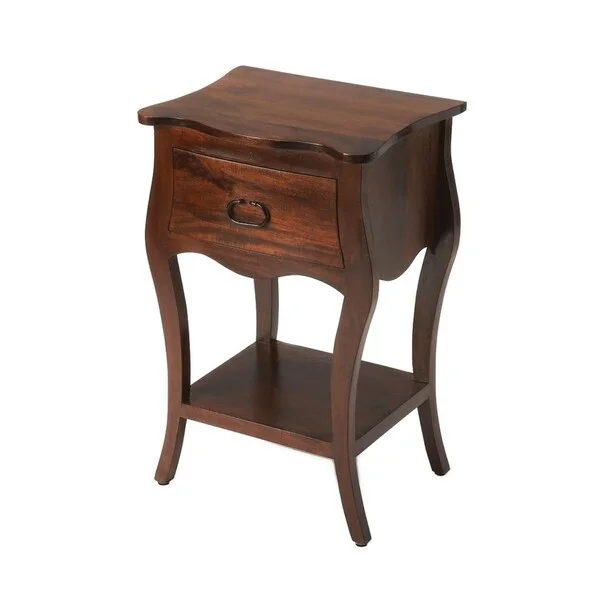 Transitional Antique Walnut Rectangular Wooden Nightstand - Dark Brown