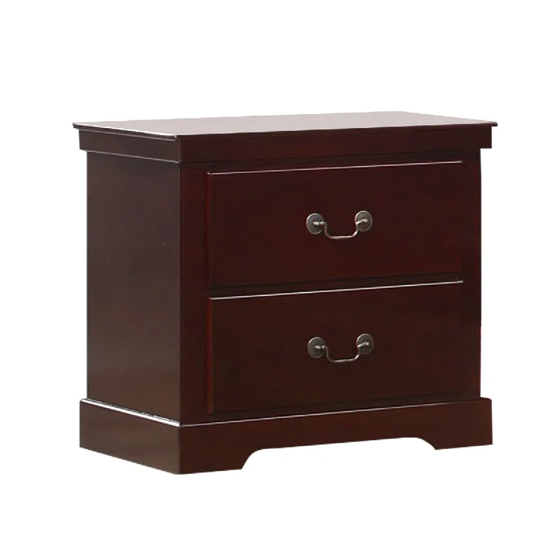 Transitional Style 2 Drawer Wooden Nightstand with Sled base, Brown