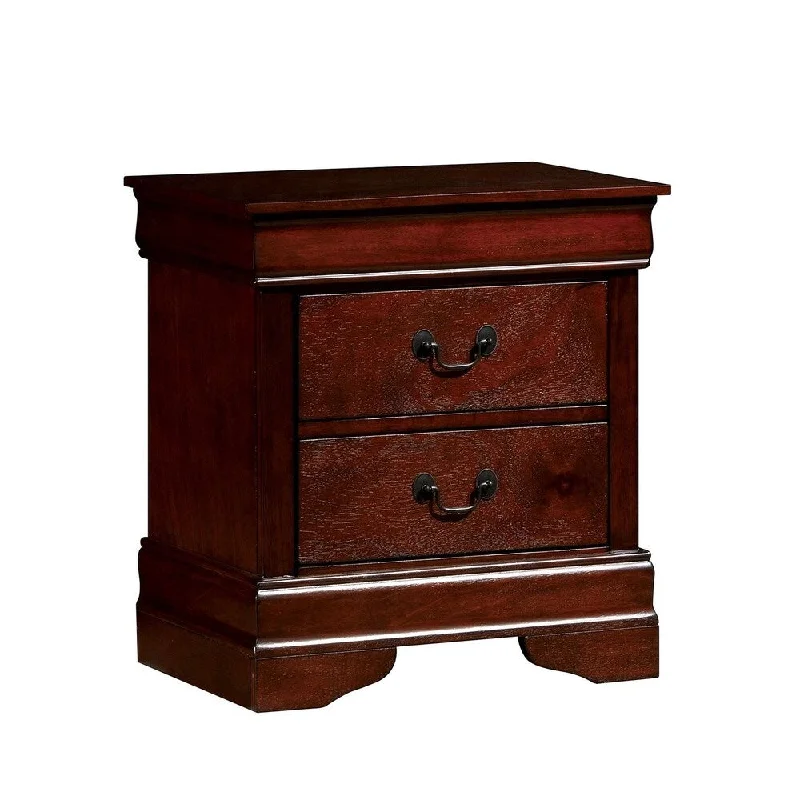 Transitional Style Wooden Nightstand with Two Spacious Drawers, Brown