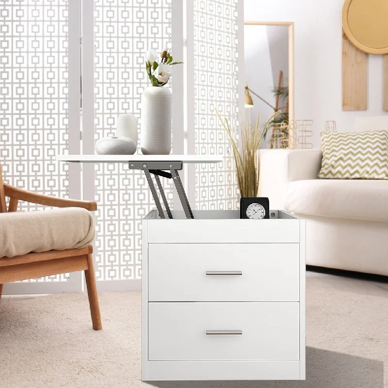 Upgrade Nightstand With Lifting Top Bedside Table Height Adjustable