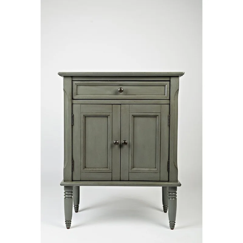 Wooden Door Nightstand With Drawer & 2 Door Cabinet, Gray