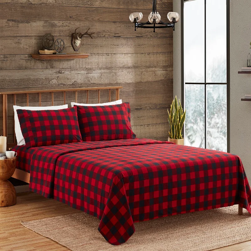 1500 Supreme Collection Buffalo Check Flannel Sheet Set