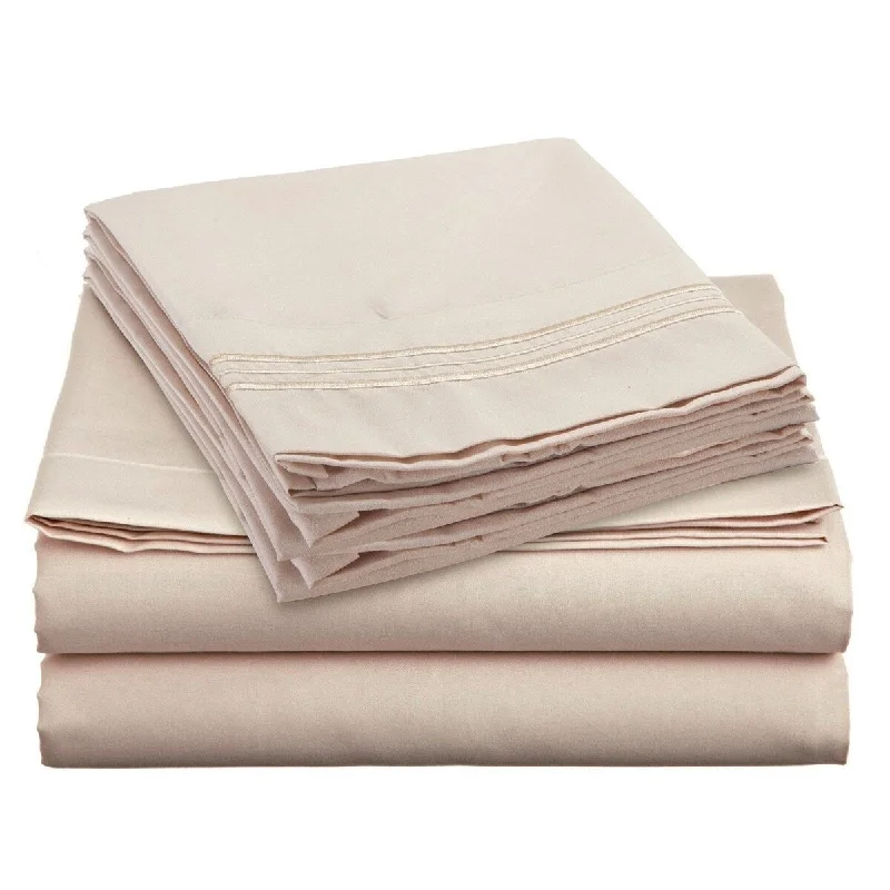 4 Piece 1600 Count Super Soft Sheet Set Full Cream