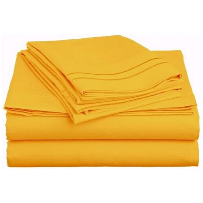 4 Piece 1600 Count Super Soft Sheet Set King Yellow