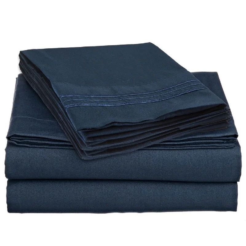 4 Piece 1600 Count Super Soft Sheet Set Queen Blue