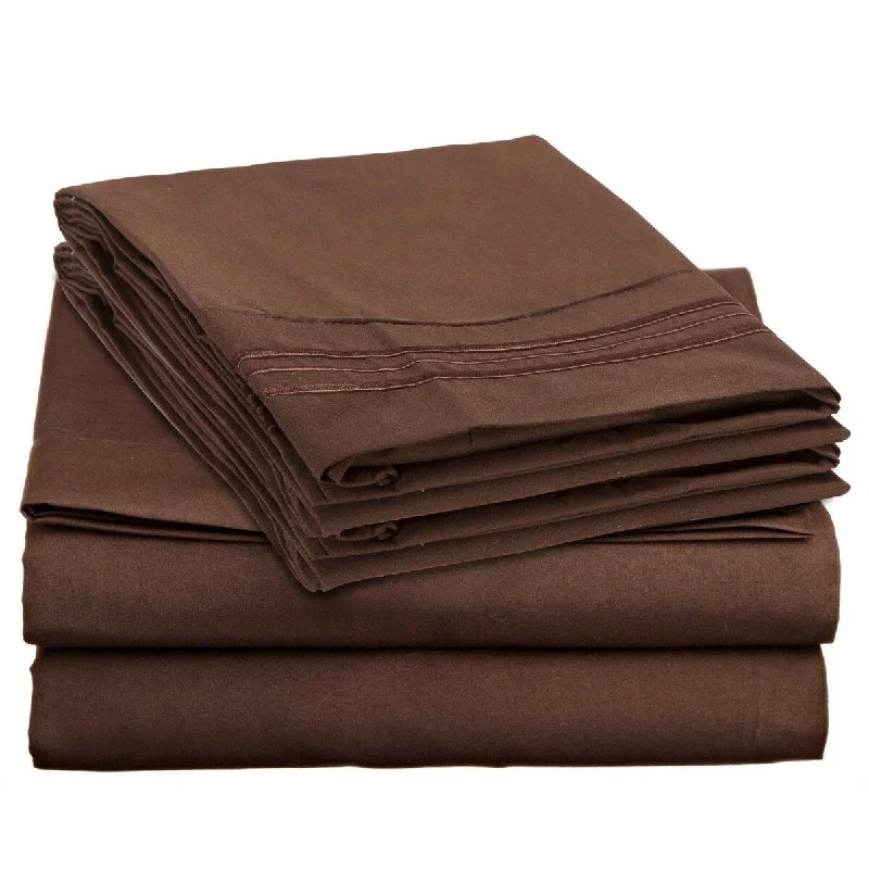 4 Piece 1600 Count Super Soft Sheet Set Queen Brown