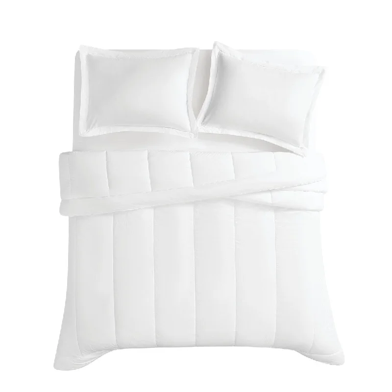 Brooklyn Loom Oversized Cotton Percale 3 Piece Comforter Set