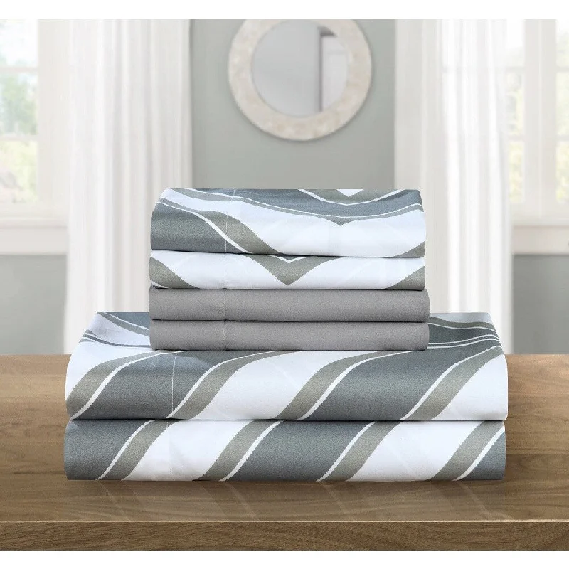 Chic Home Asher Grey Chevron 6-Piece Sheet Set