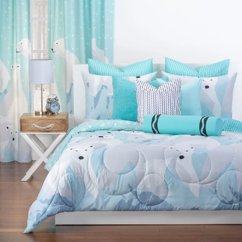 Crayola White Bear Reversible Comforter Set in Blue