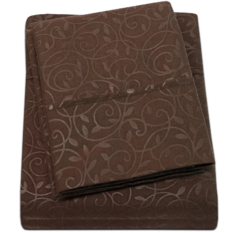 Embossed Vine Sheet Set Twin Sheet Set Chocolate