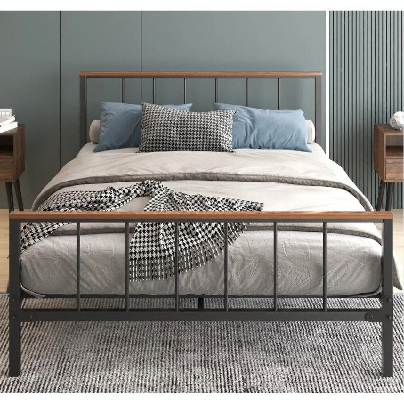 Full Size Metal Platform Bed Frame with Headboard and Footboard,Sturdy Metal Frame,No Box Spring Needed