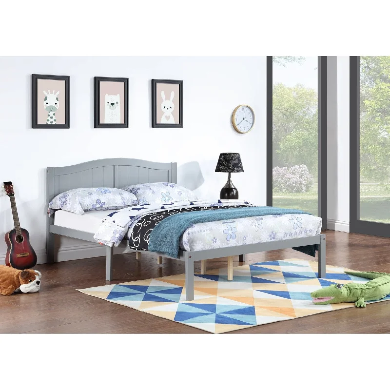 Grey Full Size Bed Frame with Headboard - Robust Pine Construction, 12 Slats, and Smart Under-Bed Storage