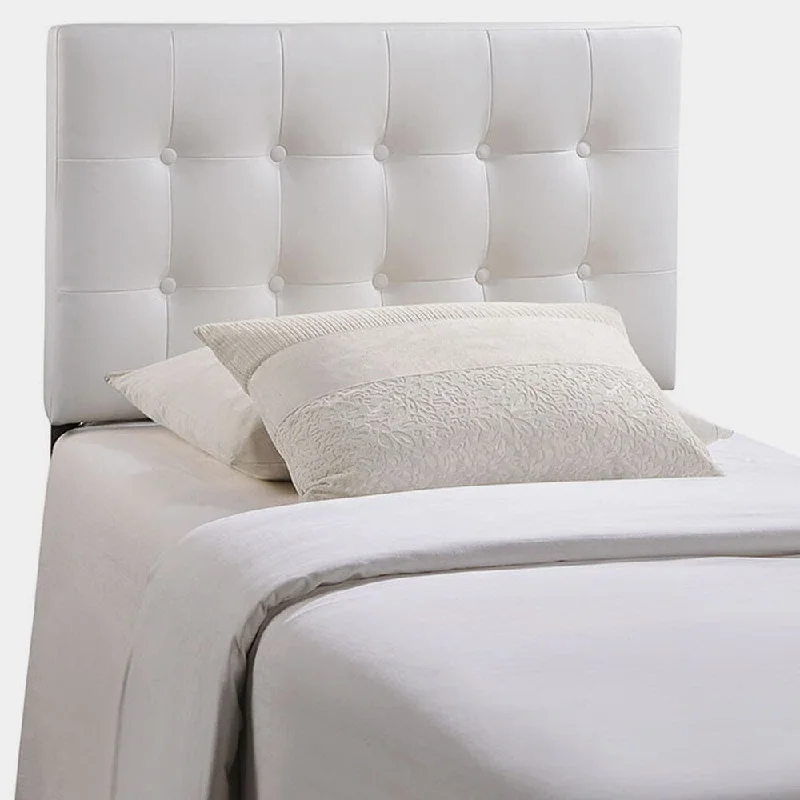 Heritage Stylish White Upholstered Twin Size Headboard