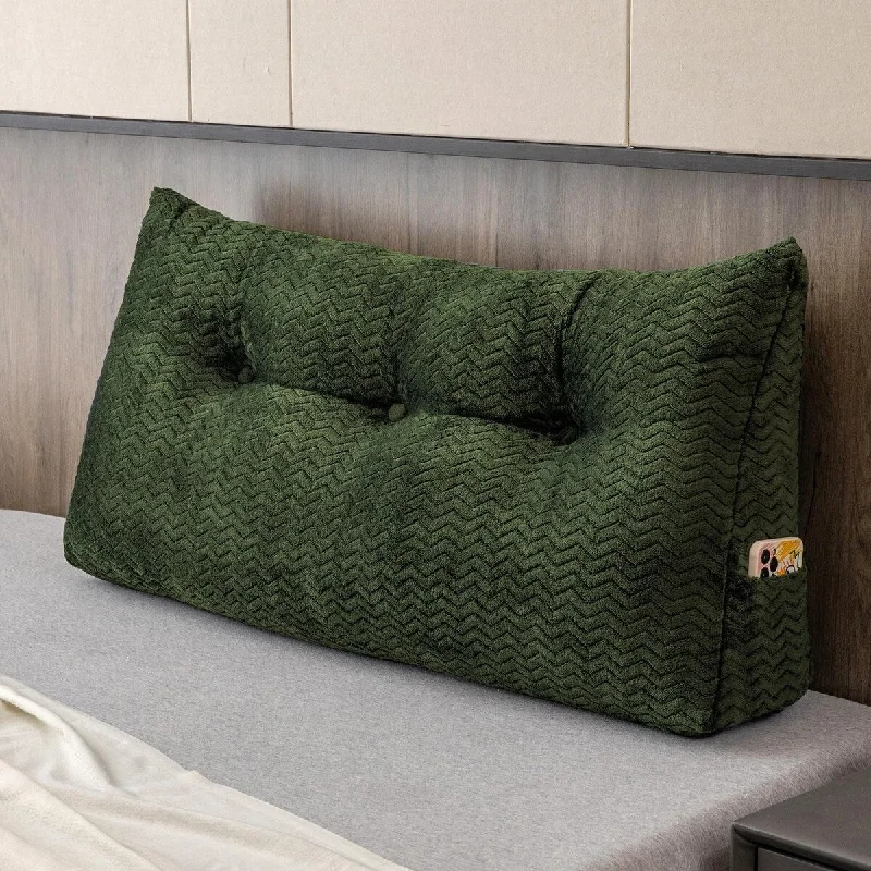 Large Bolster Triangular Headboard Wedge Backrest Positioning Support Bed Rest Reading Pillows Headboard Wedge Pillows - Green