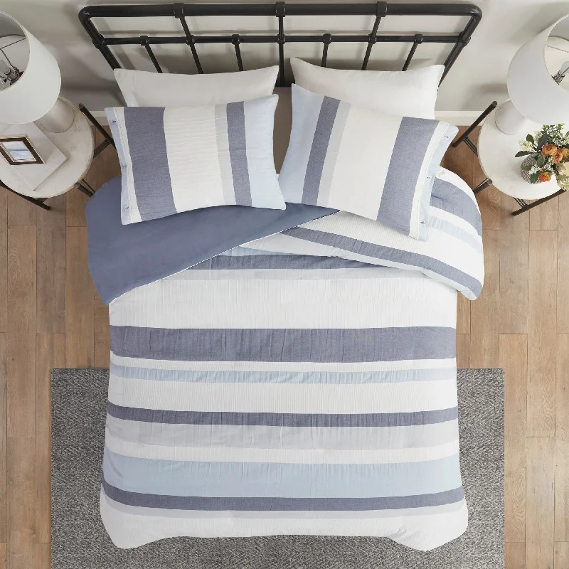 Madison Park Levi Blue/ Natural 3 Piece Jacquard Duvet Cover Set(Insert excluded)