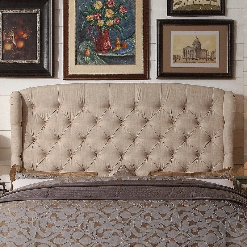 Moser Bay Furniture Feliciti Tufted with Wings Upholstery Headboard, Queen Size, Grey