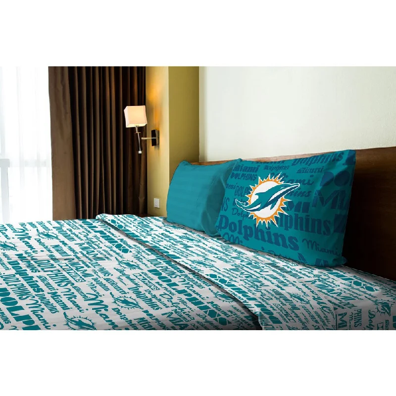 NFL 820 Dolphins Anthem Twin Sheet Set