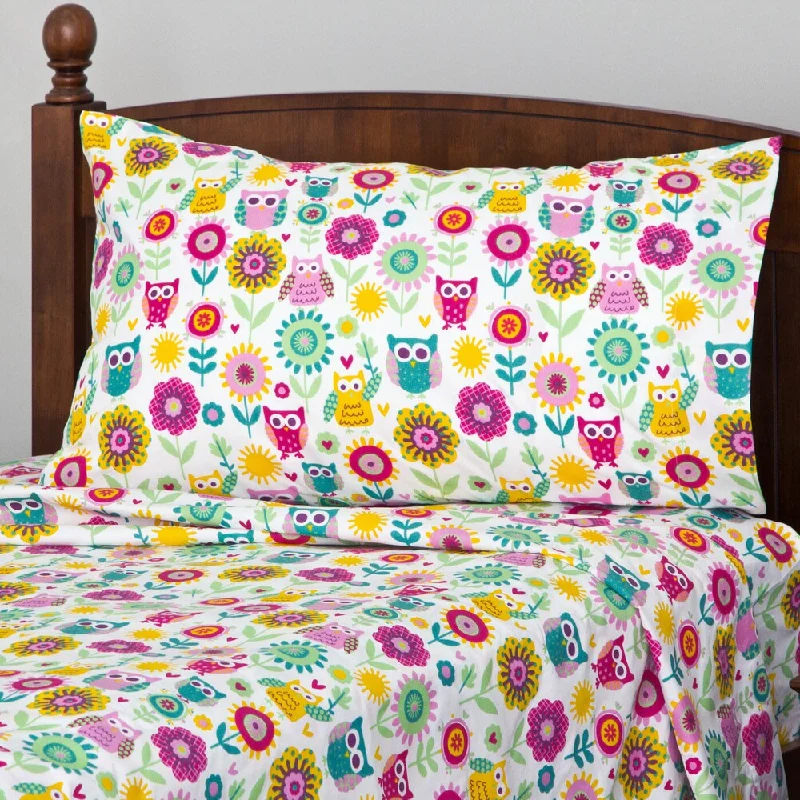 Owl and Flower Printed Sheet Set