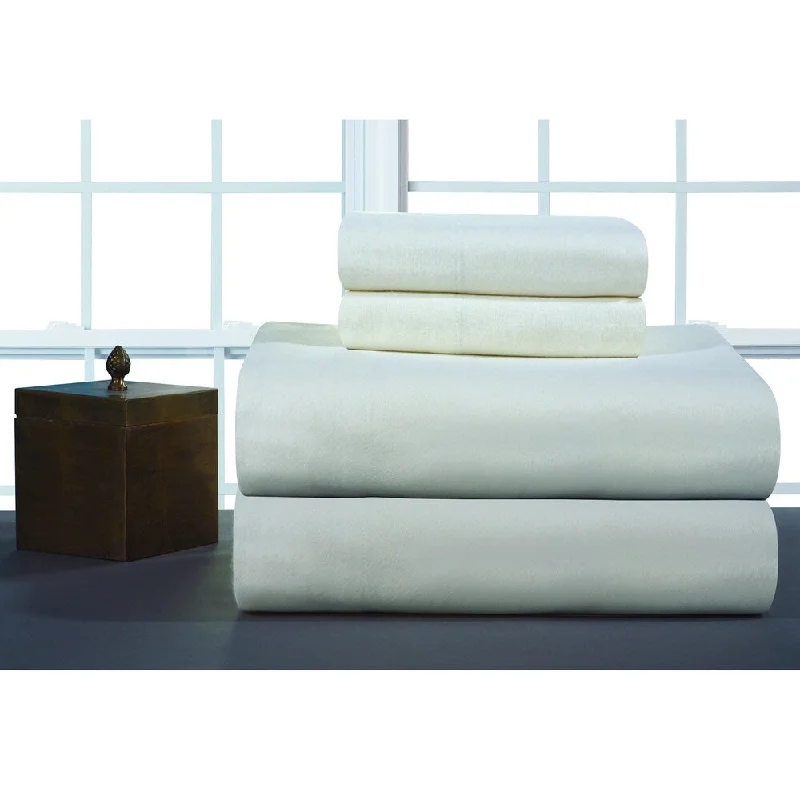 Pointehaven Ivory Solid Heavyweight Flannel Sheet Set