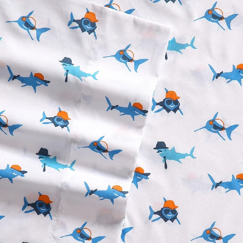 Porch & Den Kensington Gangsta Shark' Printed Sheet Set