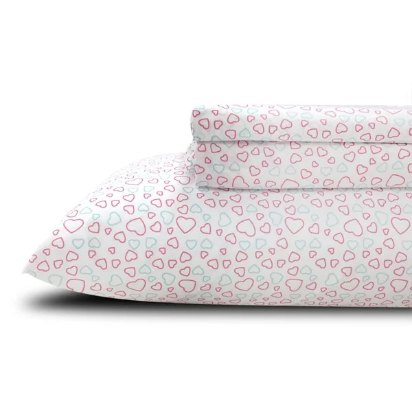 Printed Hearts Kids/ Teen Twin Sheet Set