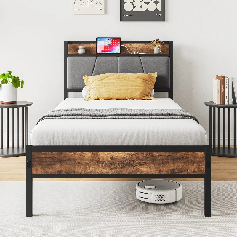 Storage Bed Headboard with Charging Station