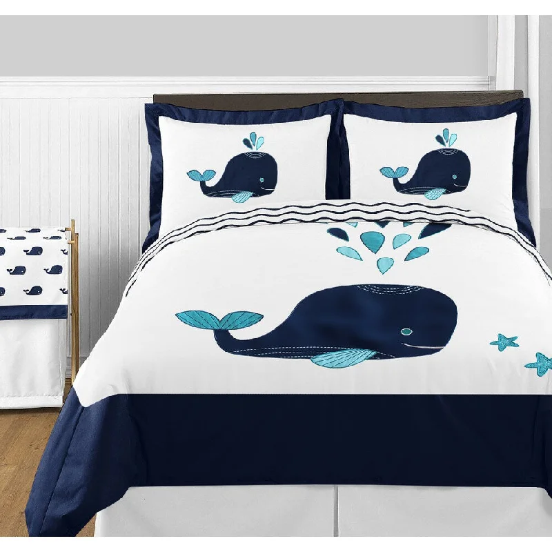 Sweet Jojo Designs Whale Collection Full/Queen 3-piece Comforter Set