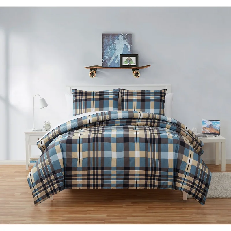 Tahari Home Kids Kitt Blue Plaid Comforter Set