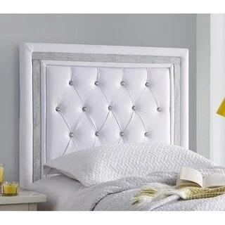 Tavira Allure® Twin/TXL College Headboard - White with Silver Crystal Border by DormCo