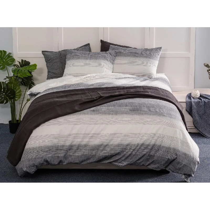 WHOLINENS Cotton Yarn Dyed Stripe Duvet Cover Set