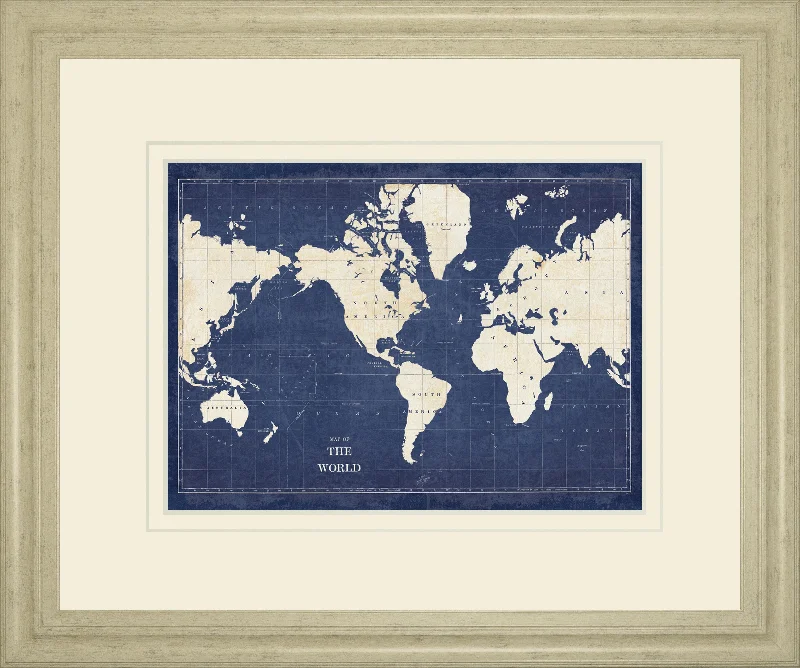 Blueprint World Map V2 By Sue Schlabach - Blue