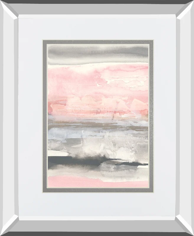 Charcoal And Blush II By Chris Paschke Mirrored Frame - Pink