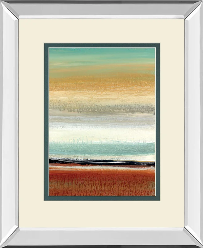 Horizon Lines II By Tesla Mirrored Frame - Light Brown