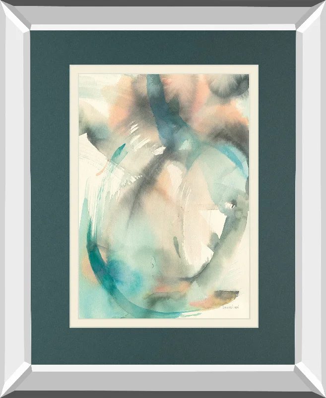 In Motion II By Danhui Nai Mirrored Frame - Blue