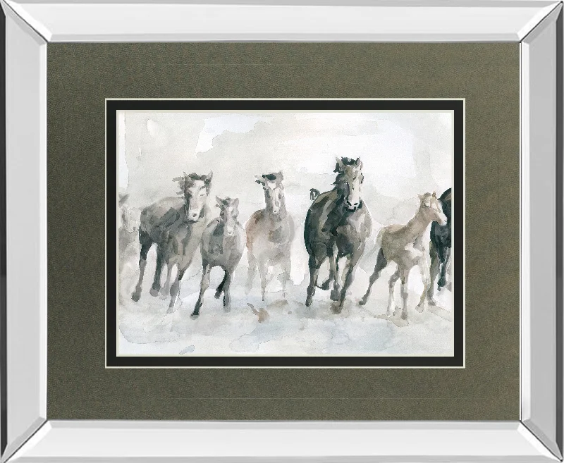 Running Wild By Carol Robinson - Mirror Framed Watercolor Print Wall Art - White