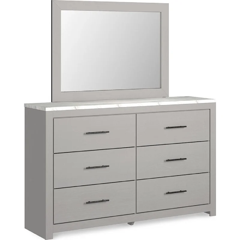 Cottonburg Dresser and Mirror - Light Gray/White