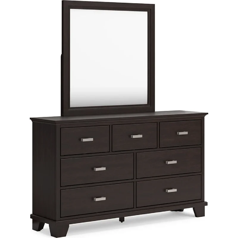 Covetown Dresser and Mirror - Dark Brown