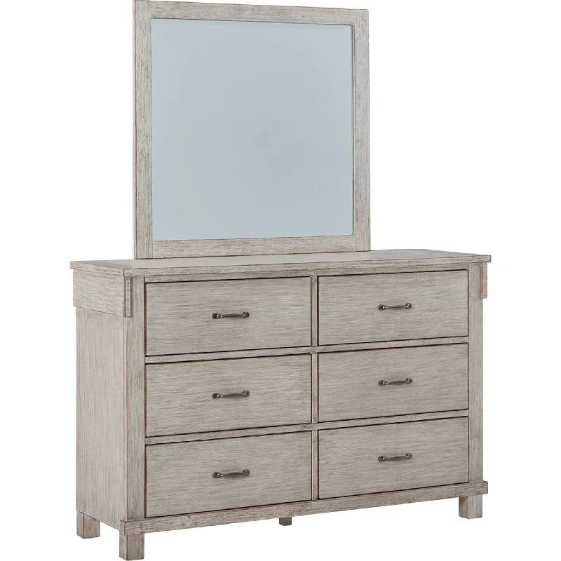 Hollentown Dresser and Mirror - Whitewash