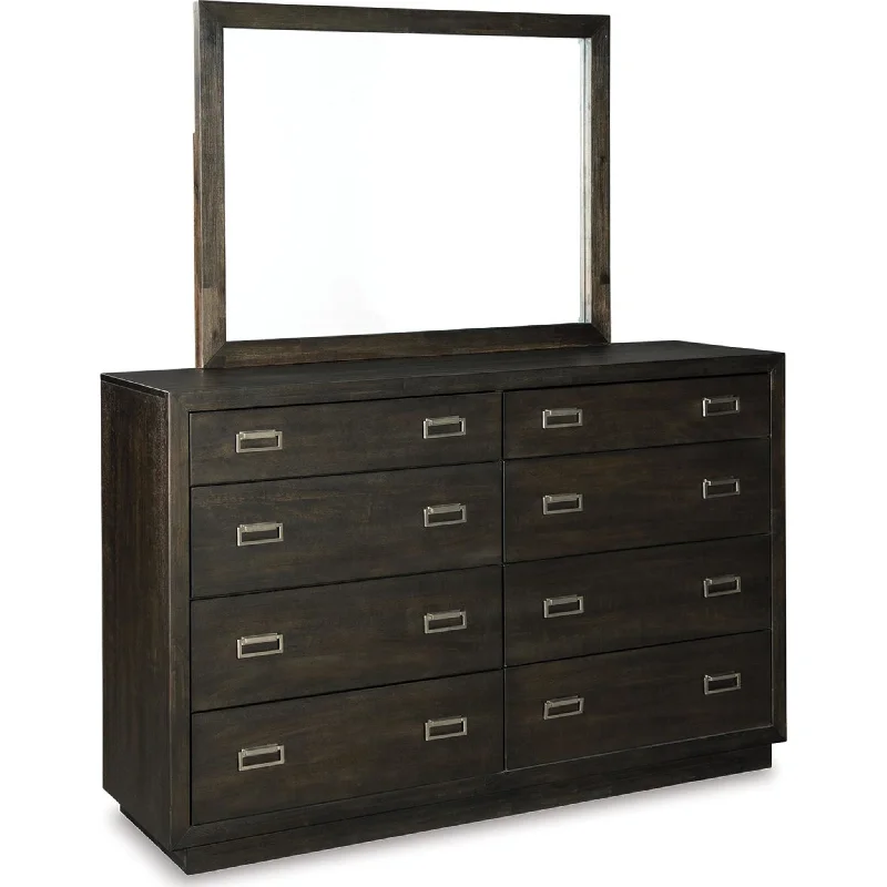 Hyndell Dresser and Mirror - Dark Brown