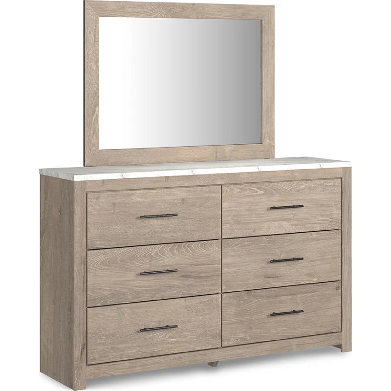 Senniberg Dresser and Mirror - Light Brown/White