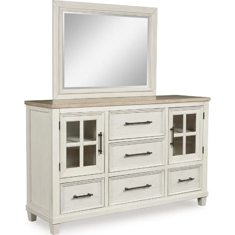 Shaybrock Dresser and Mirror - Antique White/Brown